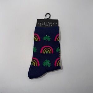 NEW Everything Legwear Navy Kids Rainbow Clover Crew Socks